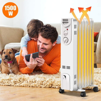 1500 W Electric Portable Oil Filled Radiator Space Heater with 3 Heat Settings Space Heaters at Gallery Canada