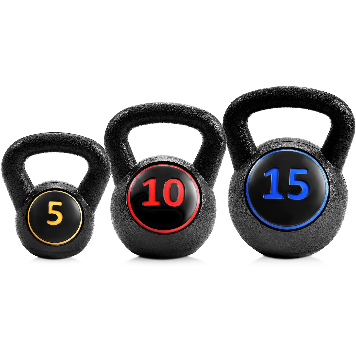 3 Pieces 5 10 15lbs Kettlebell Weight Set, Black Weights Accessories at Gallery Canada