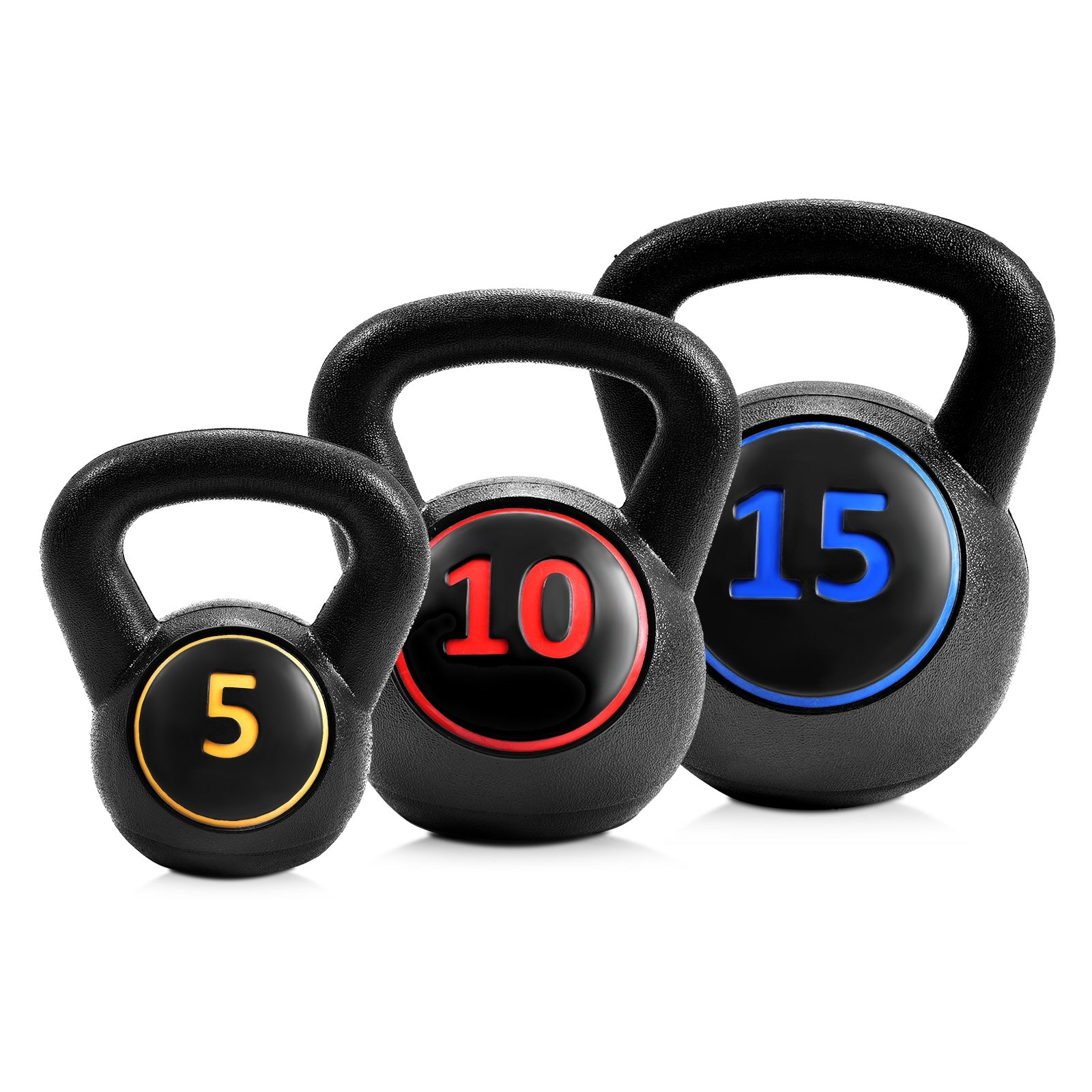 3 Pieces 5 10 15lbs Kettlebell Weight Set, Black Weights Accessories at Gallery Canada