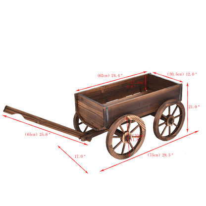 Wood Wagon Planter Pot Stand with Wheels, Natural Raised Garden Beds at Gallery Canada