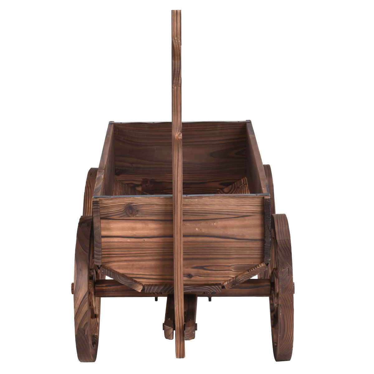 Wood Wagon Planter Pot Stand with Wheels, Natural Raised Garden Beds at Gallery Canada
