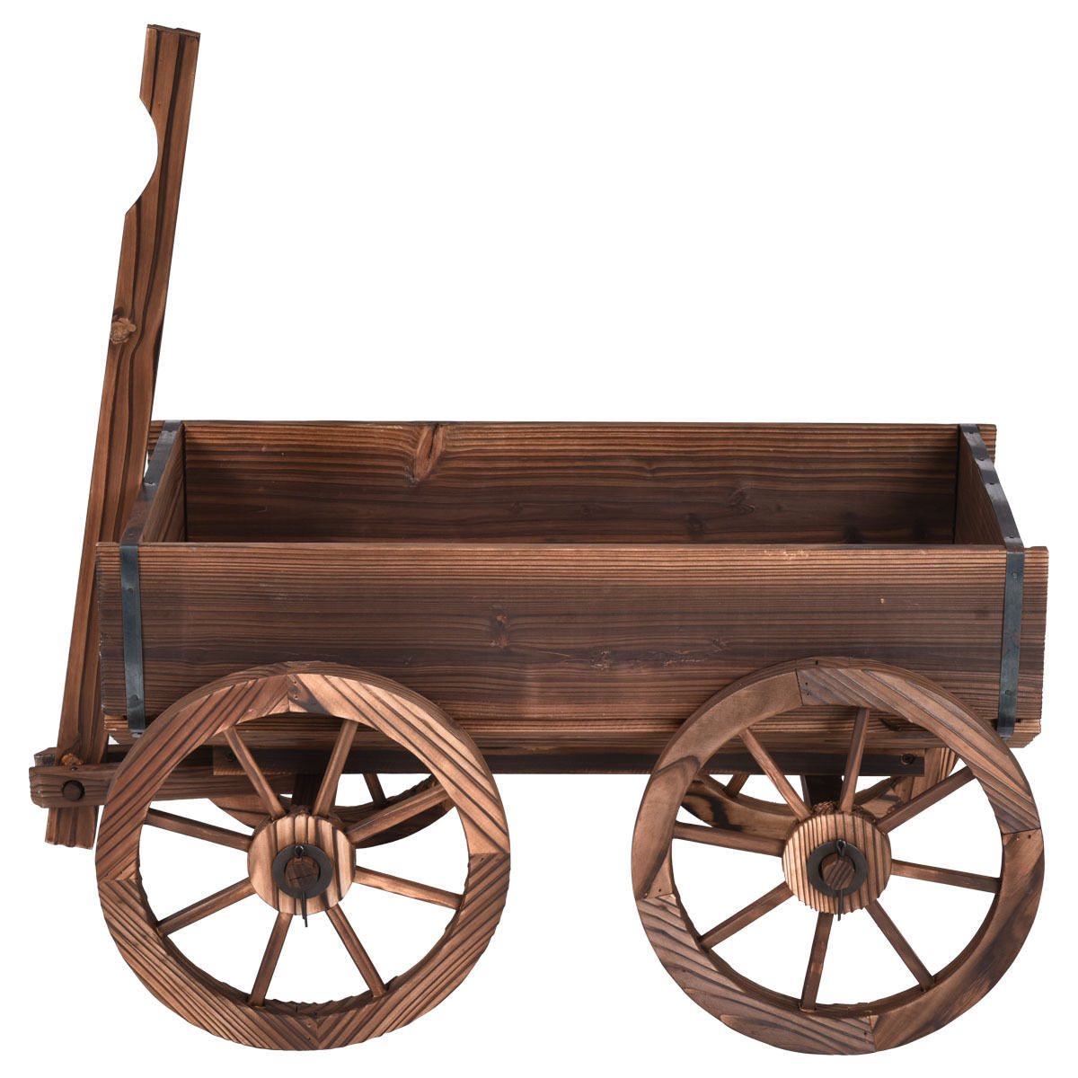 Wood Wagon Planter Pot Stand with Wheels, Natural Raised Garden Beds at Gallery Canada