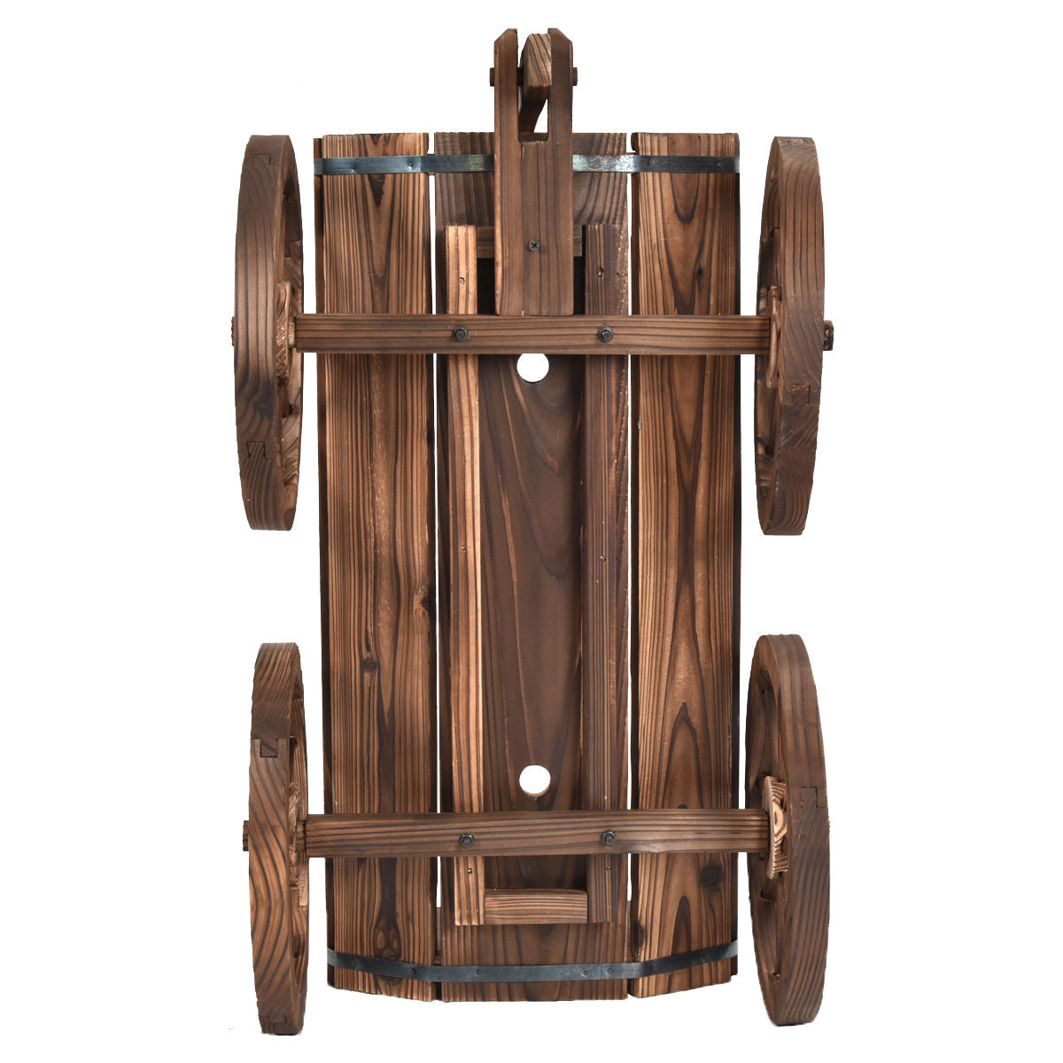 Wood Wagon Planter Pot Stand with Wheels, Natural Raised Garden Beds at Gallery Canada