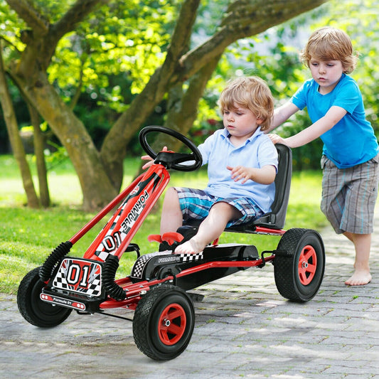 4 Wheels Kids Ride On Pedal Powered Bike Go Kart Racer Car Outdoor Play Toy, Red - Gallery Canada