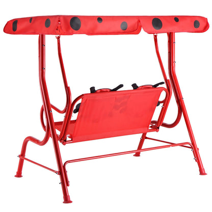2 Person Kids Patio Swing Porch Bench with Canopy, Red Swing & Playsets at Gallery Canada
