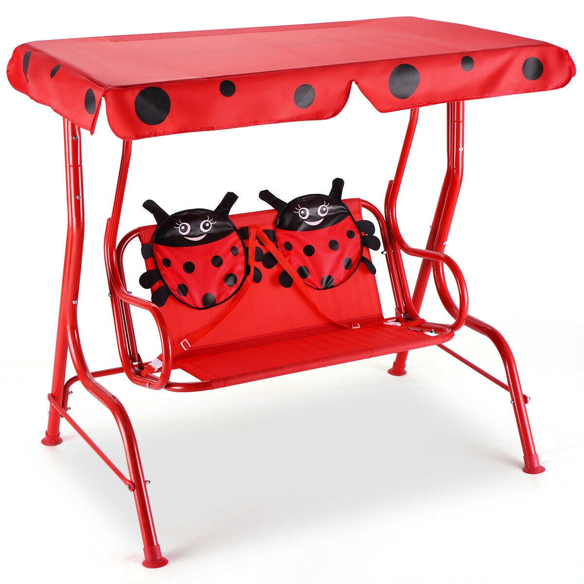 2 Person Kids Patio Swing Porch Bench with Canopy, Red Swing & Playsets at Gallery Canada