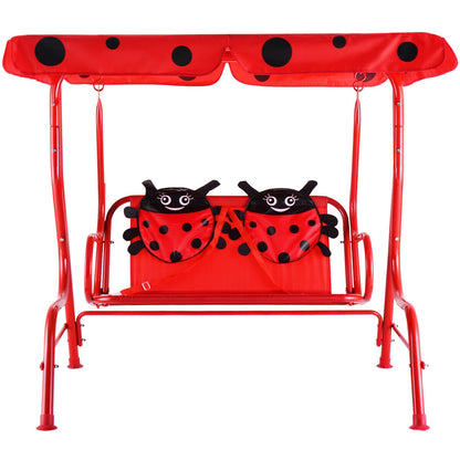 2 Person Kids Patio Swing Porch Bench with Canopy, Red Swing & Playsets at Gallery Canada