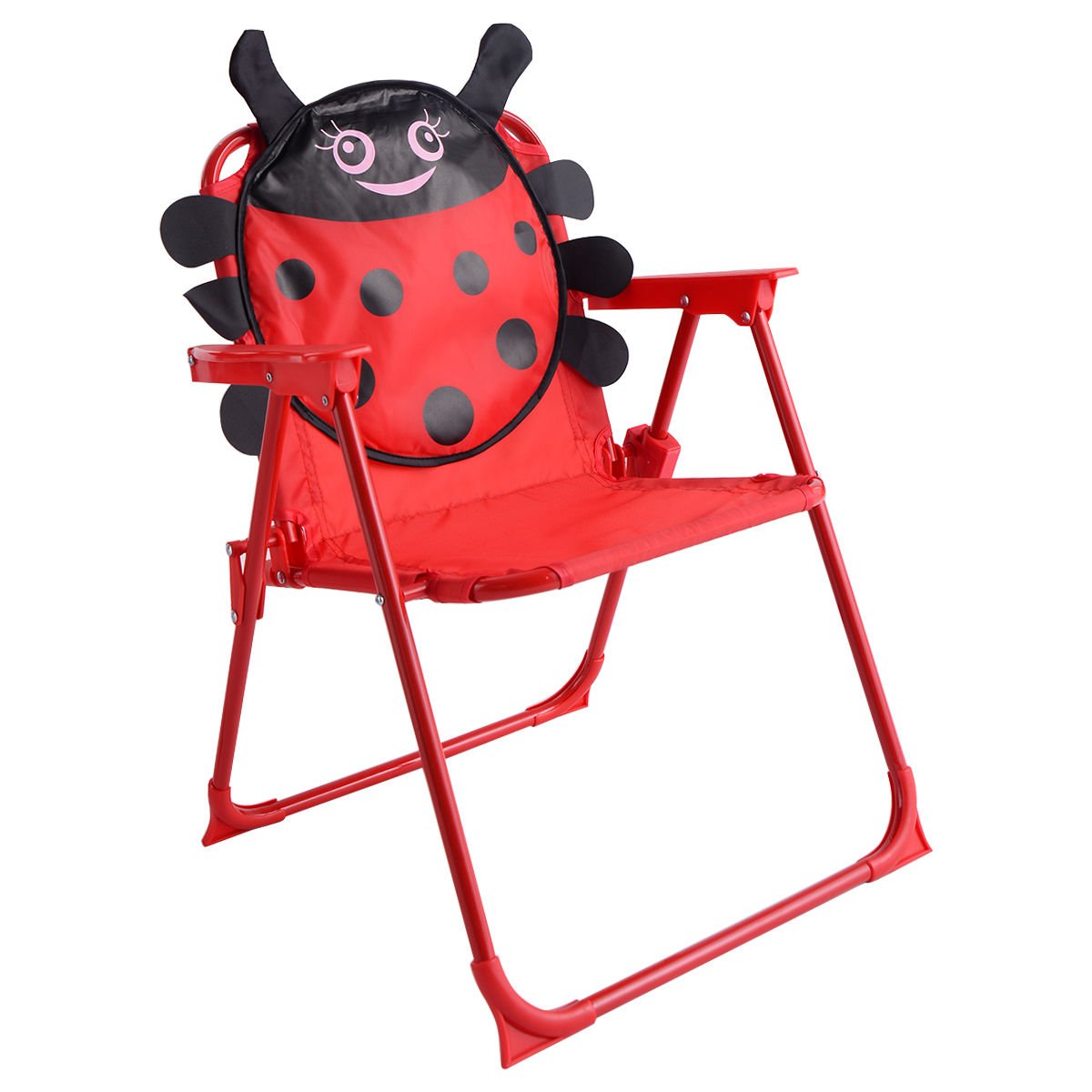 Kids Patio Folding Table and Chairs Set Beetle with Umbrella, Red - Gallery Canada