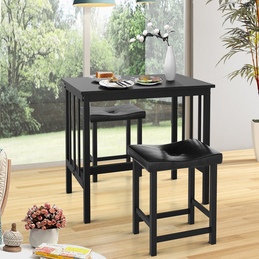 3 Pieces Modern Counter Height Dining Set, Black - Gallery Canada