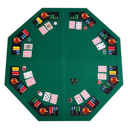 48 Inch 8 Players Octagon Fourfold Poker Table Top, Green Game Room at Gallery Canada