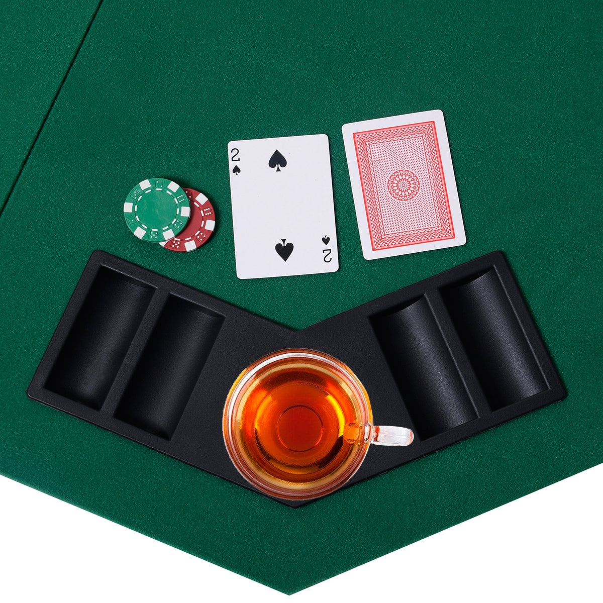 48 Inch 8 Players Octagon Fourfold Poker Table Top, Green Game Room at Gallery Canada
