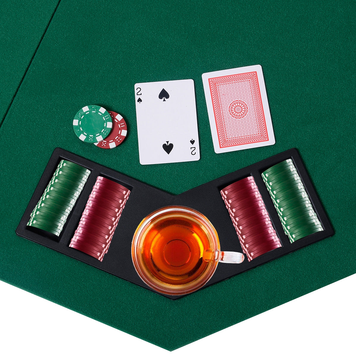 48 Inch 8 Players Octagon Fourfold Poker Table Top, Green Game Room at Gallery Canada
