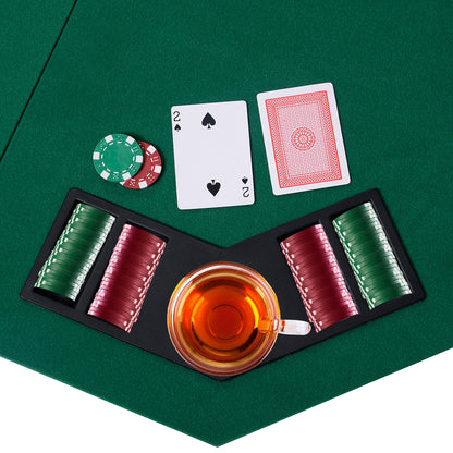 48 Inch 8 Players Octagon Fourfold Poker Table Top, Green Game Room at Gallery Canada