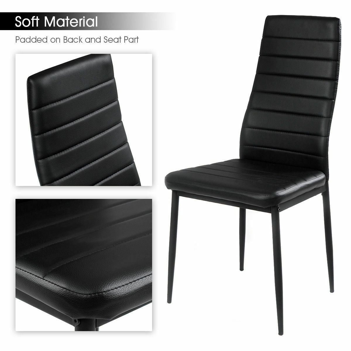 5 Pieces Metal Frame and Glass Tabletop Dining Set, Black Dining Room Sets at Gallery Canada