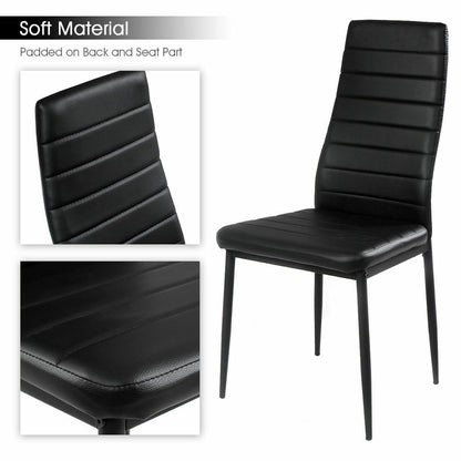 5 Pieces Metal Frame and Glass Tabletop Dining Set, Black Dining Room Sets at Gallery Canada