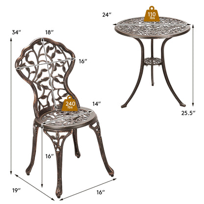 3 Piece Cast Aluminum Bistro Set, Bronze Patio Conversation Sets at Gallery Canada