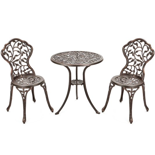 3 Pieces Cast Aluminum Bistro Set, Bronze Patio Conversation Sets Bronze at Gallery Canada