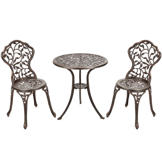 3 Piece Cast Aluminum Bistro Set, Bronze Patio Conversation Sets Bronze at Gallery Canada