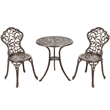 3 Piece Cast Aluminum Bistro Set, Bronze