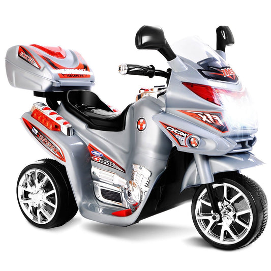 6V Powered 3 Wheels Kids Electric Ride-on Toy Motorcycle, Gray - Gallery Canada