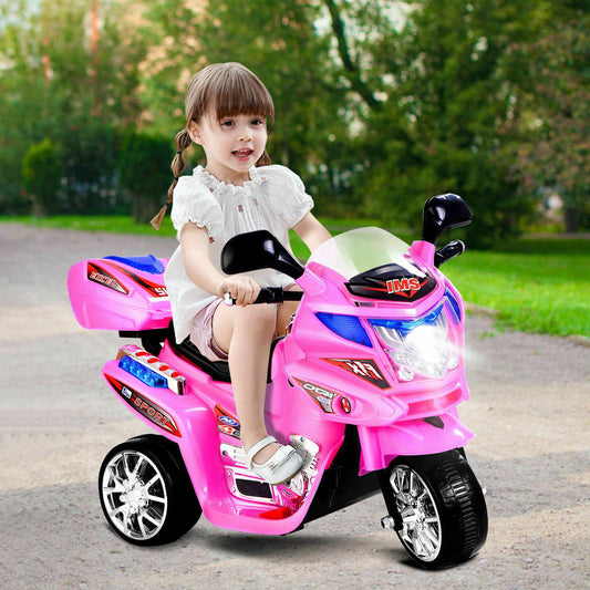 6V Powered 3 Wheels Kids Electric Ride-on Toy Motorcycle, Pink - Gallery Canada