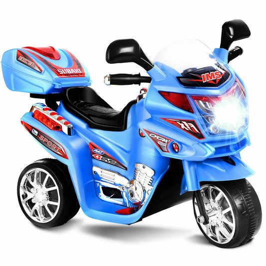 6V Powered 3 Wheels Kids Electric Ride-on Toy Motorcycle, Blue - Gallery Canada