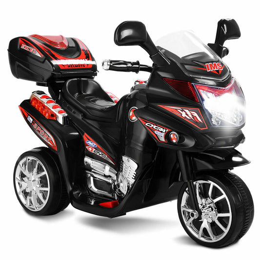 6V Powered 3 Wheels Kids Electric Ride-on Toy Motorcycle, Black - Gallery Canada