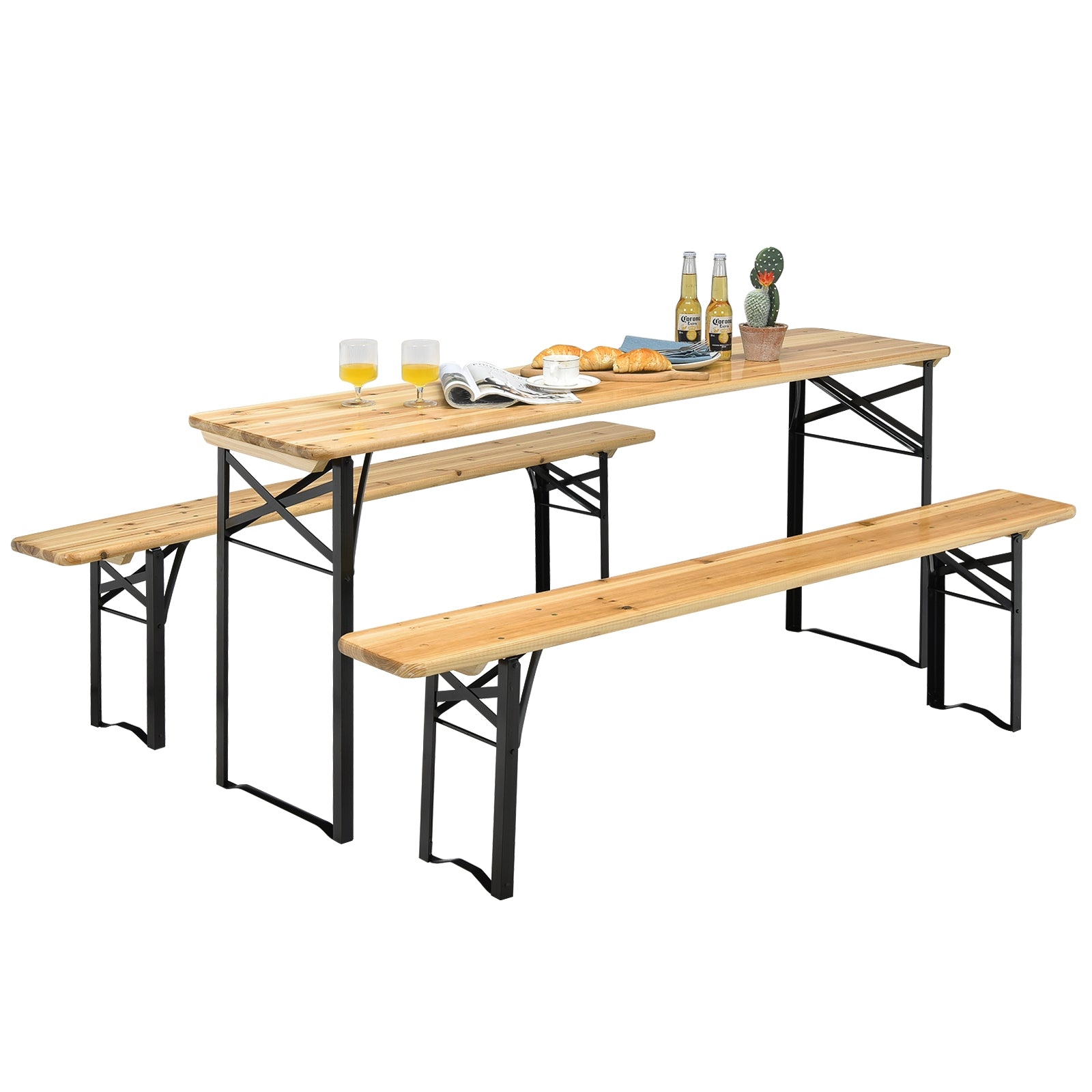 3 Piece Folding Wooden Picnic Table Bench Set Patio Tables at Gallery Canada