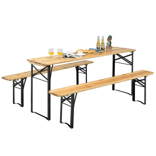 3 Piece Folding Wooden Picnic Table Bench Set Patio Tables Options at Gallery Canada
