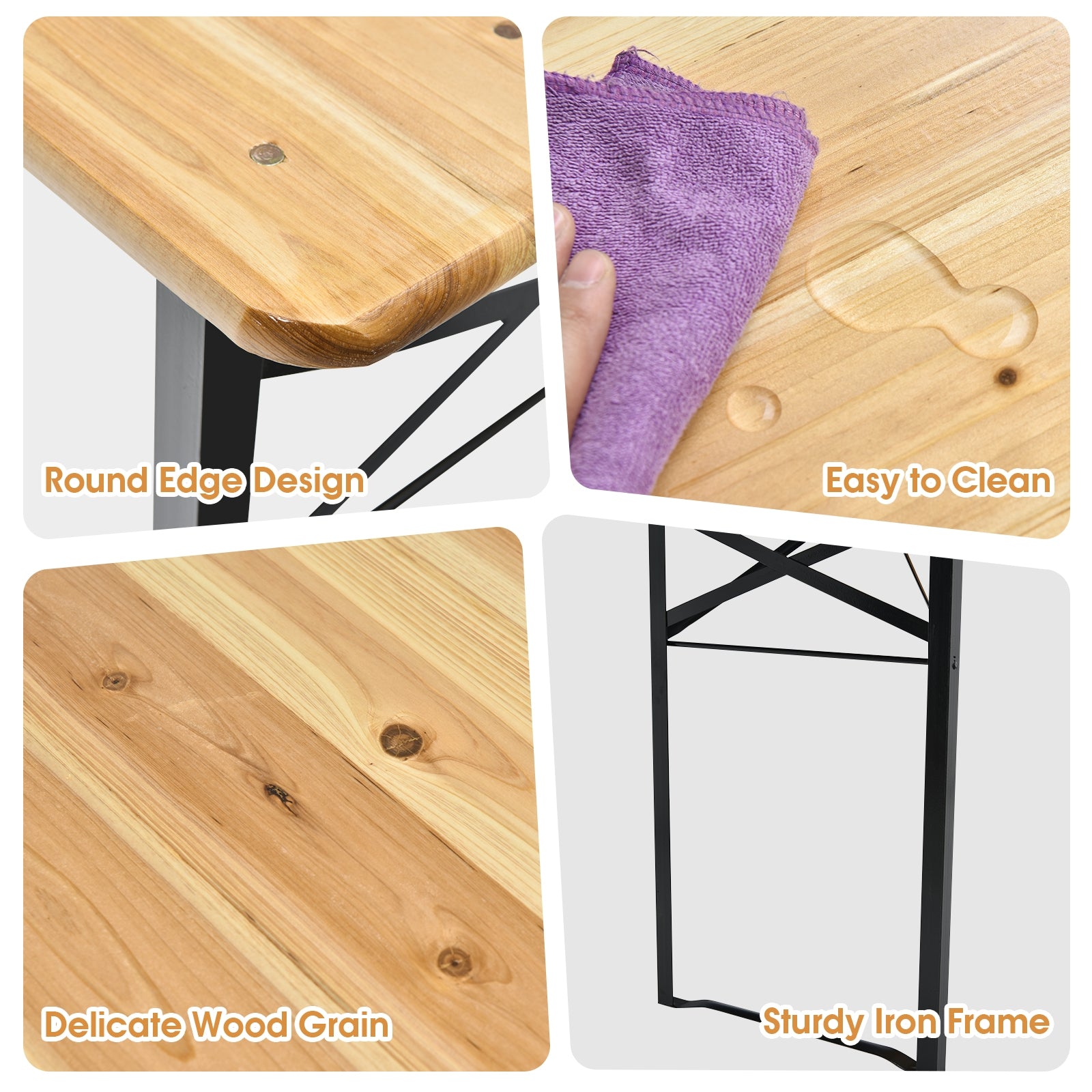 3 Pieces Folding Wooden Picnic Table Bench Set Patio Tables at Gallery Canada