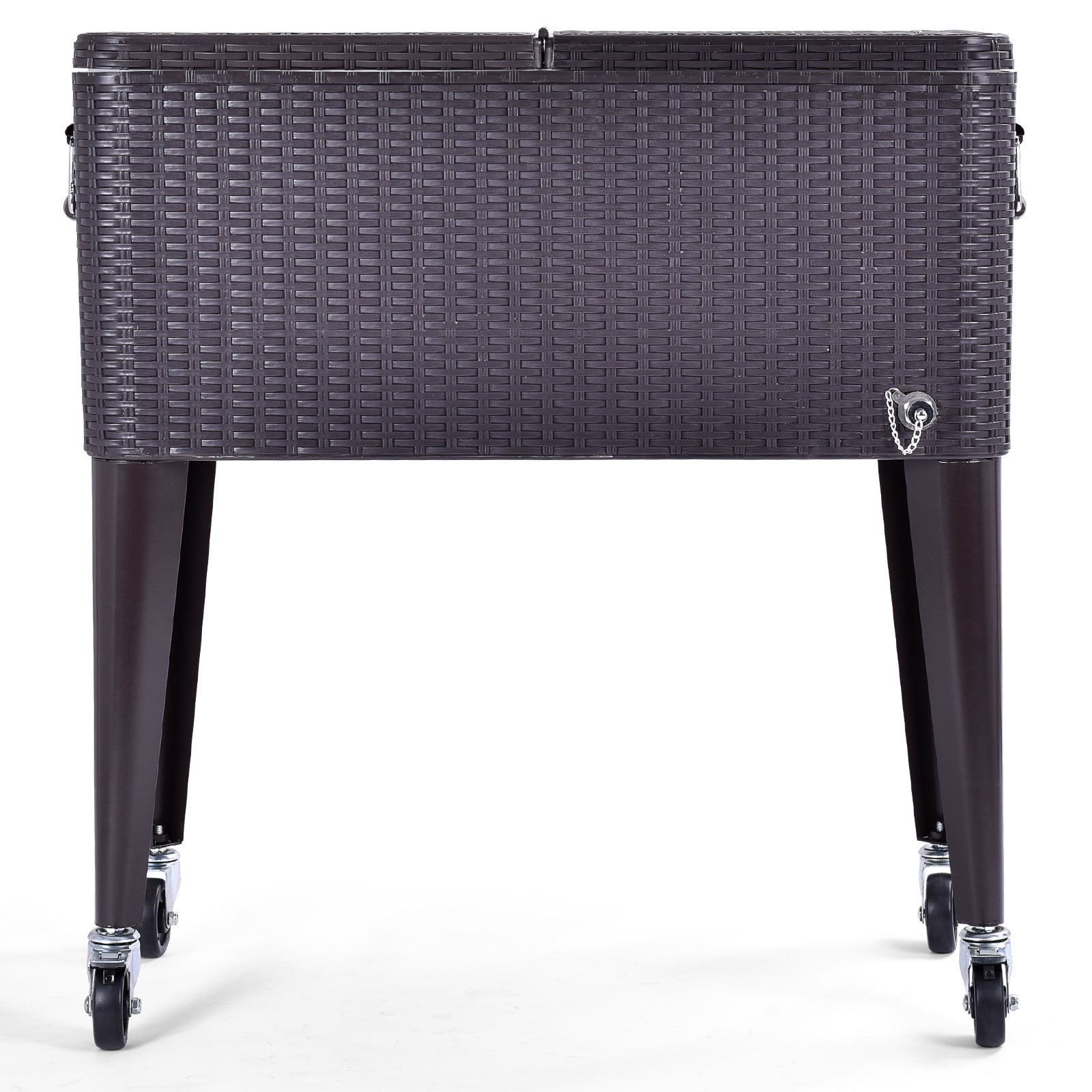 80QT Outdoor Party Portable Rattan Rolling Cooler Cart, Brown Patio Bar Furniture at Gallery Canada