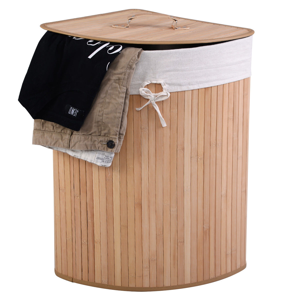 Corner Bamboo Hamper Laundry Basket, Natural Laundry Baskets at Gallery Canada