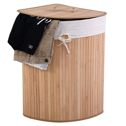 Corner Bamboo Hamper Laundry Basket, Natural Laundry Baskets at Gallery Canada