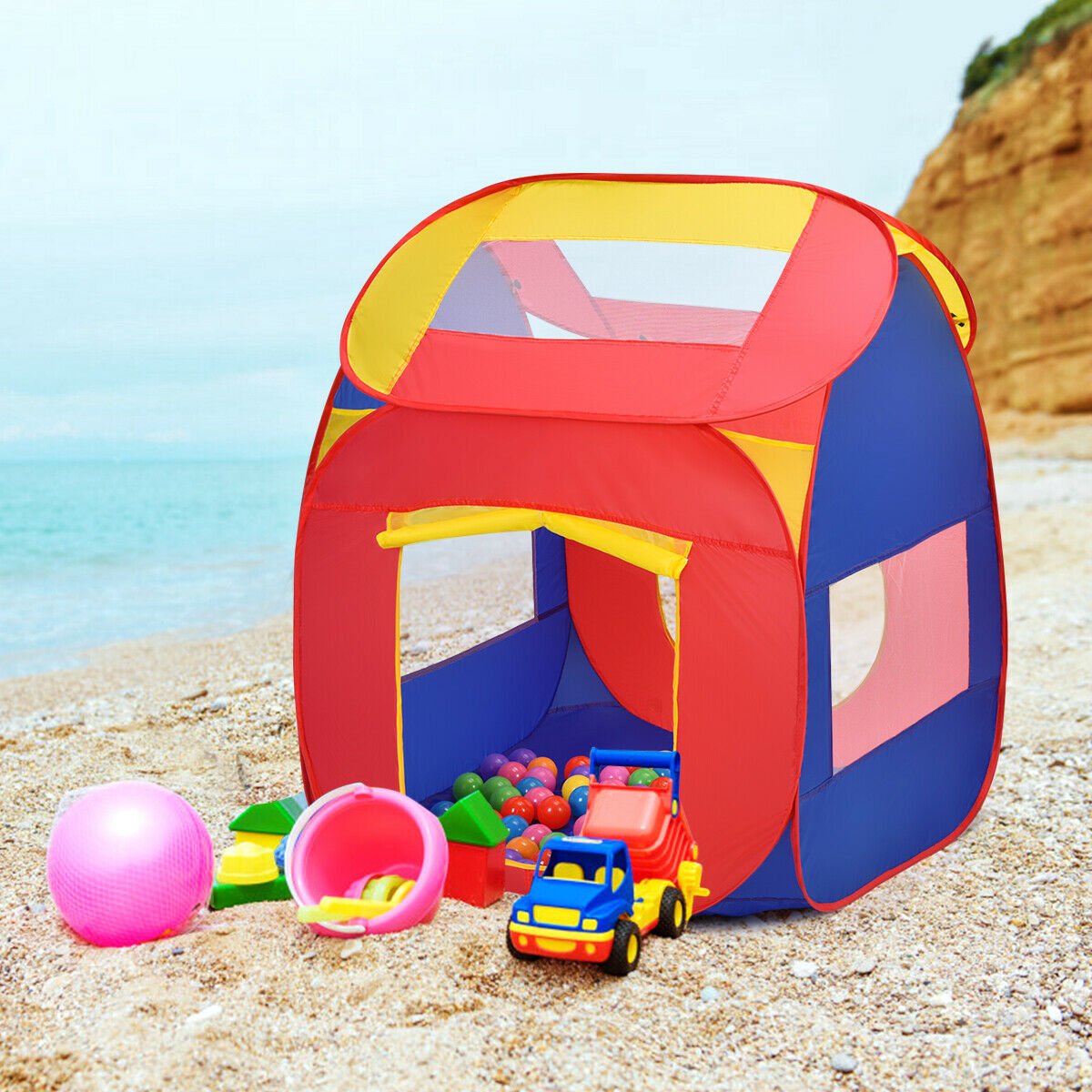 Portable Kid Play House Toy Tent with 100 Balls, Multicolor - Gallery Canada