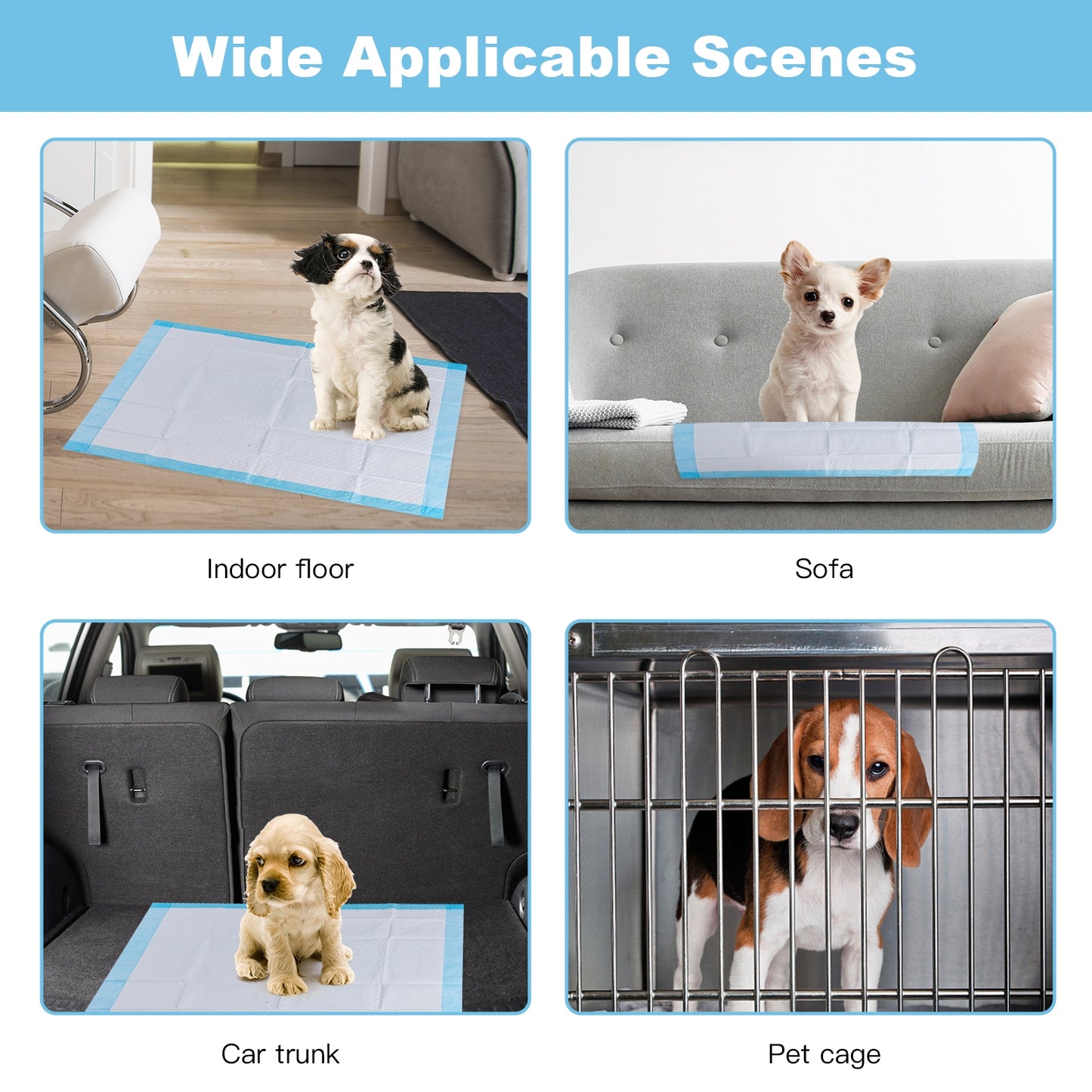 200 Pieces 24 x 24 Inch Pet Wee Pee Piddle Pad, Light Blue Dog Supplies at Gallery Canada