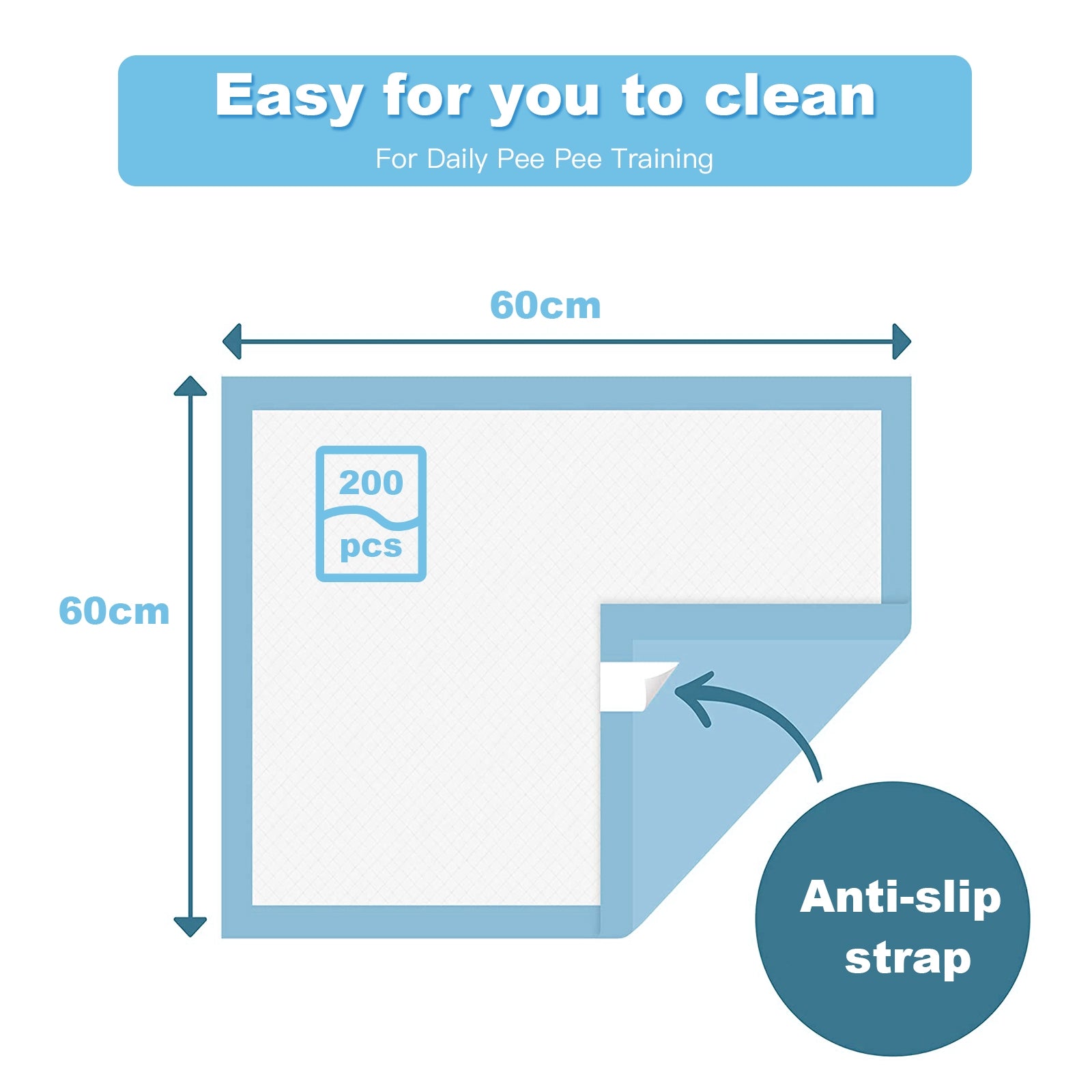 200 Pieces 24 x 24 Inch Pet Wee Pee Piddle Pad, Light Blue Dog Supplies at Gallery Canada