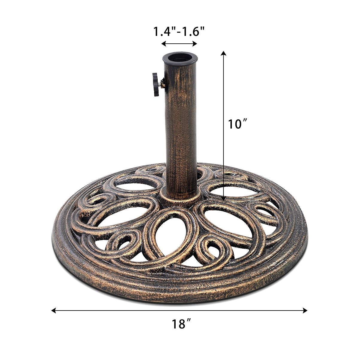 23-lbs 17 3/4 Inch Round Umbrella Base Stand, Bronze Outdoor Umbrella Bases at Gallery Canada
