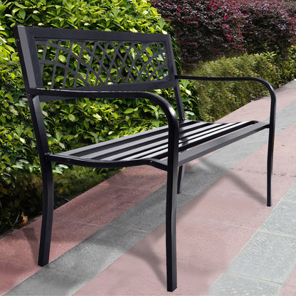 Bench Deck with Steel Frame for outdoor, Black Outdoor Benches at Gallery Canada