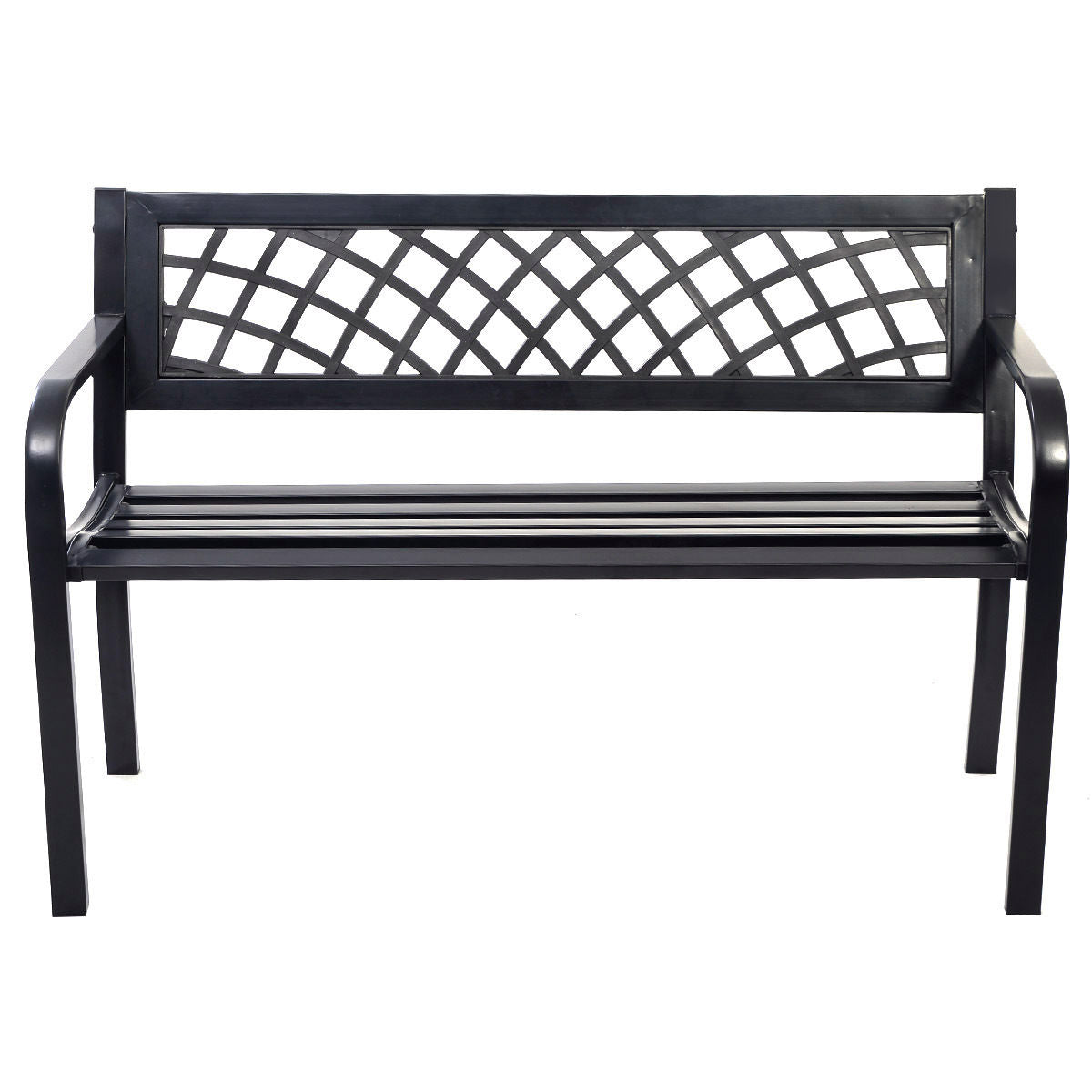 Bench Deck with Steel Frame for outdoor, Black Outdoor Benches at Gallery Canada