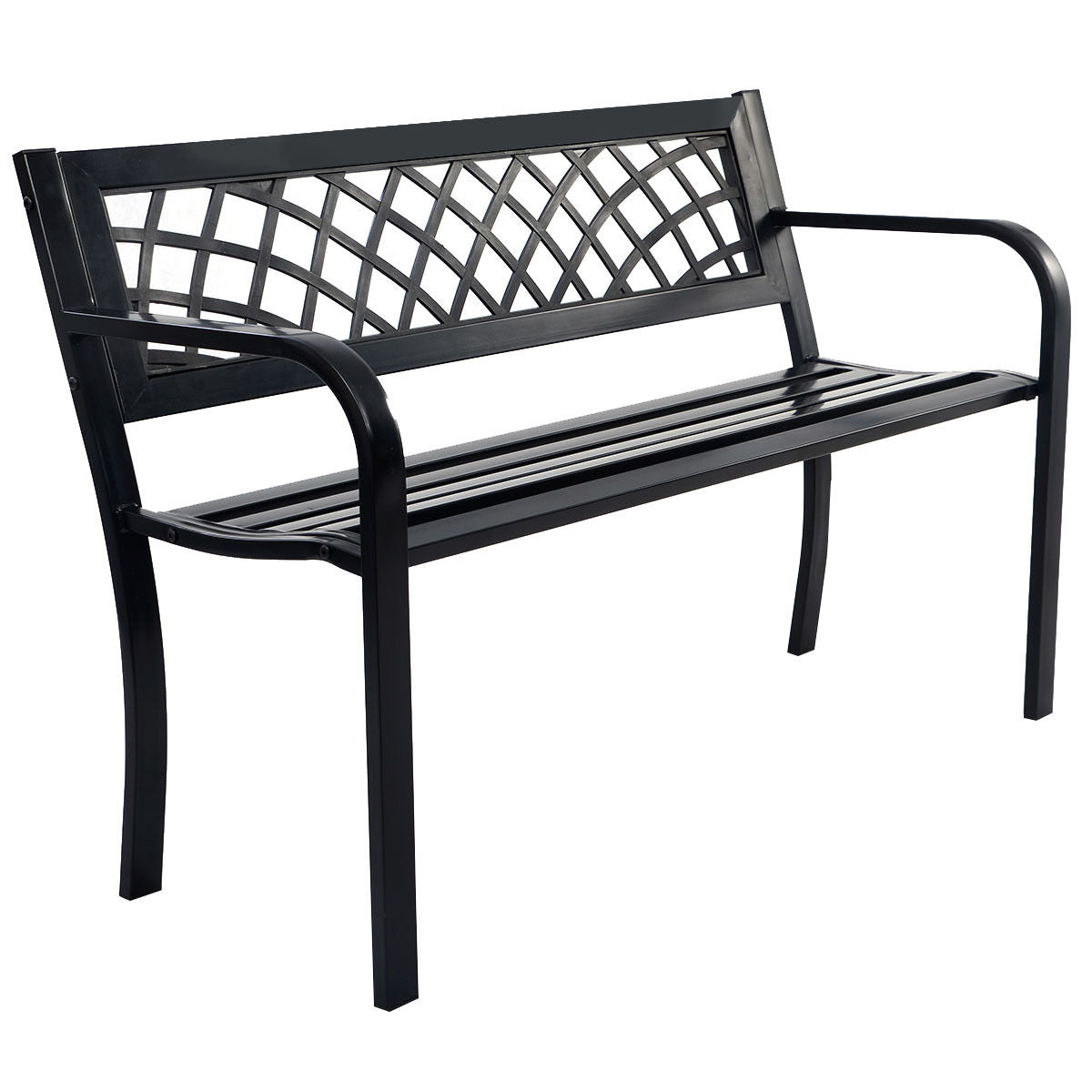 Bench Deck with Steel Frame for outdoor, Black Outdoor Benches at Gallery Canada