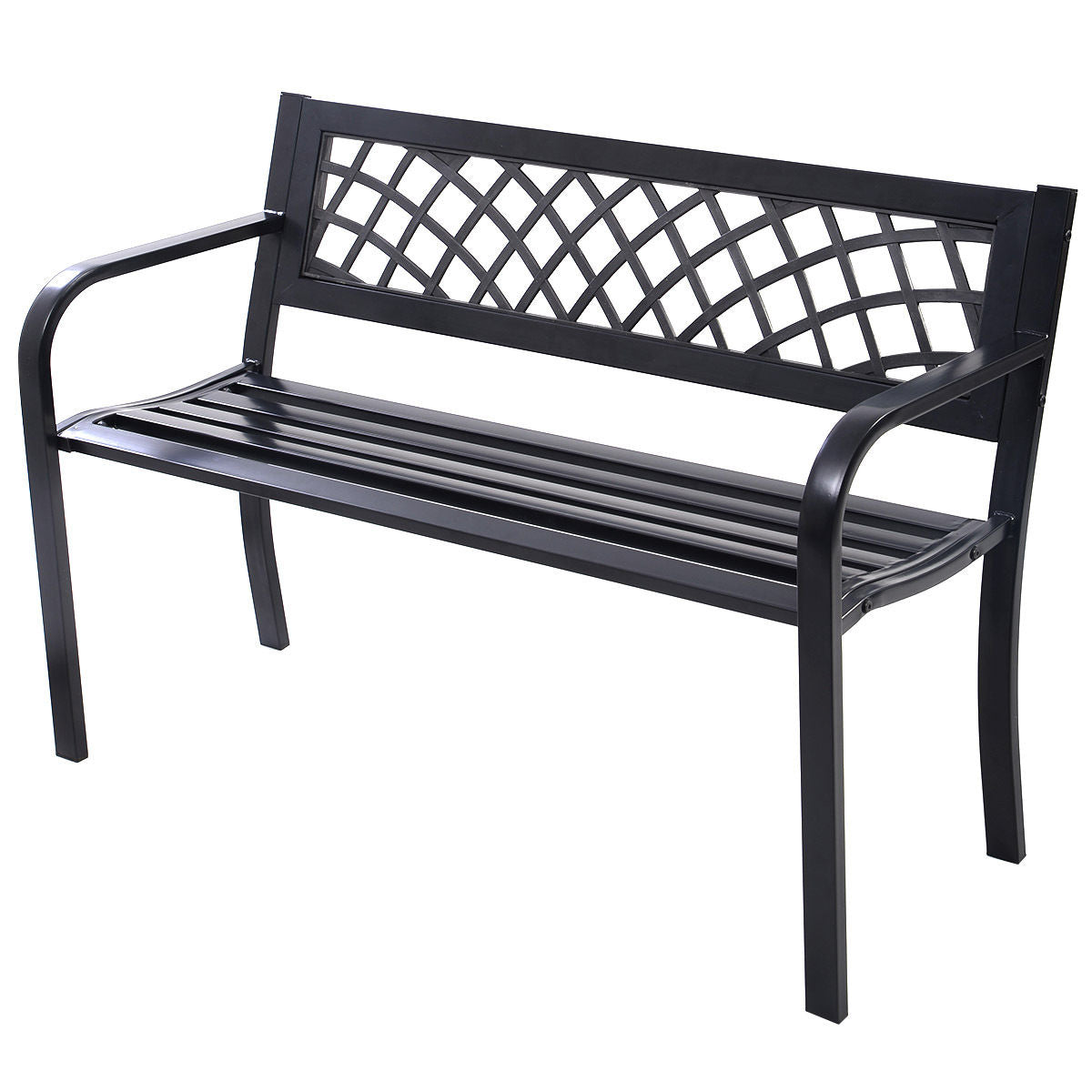 Bench Deck with Steel Frame for outdoor, Black Outdoor Benches Black at Gallery Canada