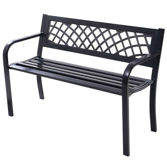 Bench Deck with Steel Frame for outdoor, Black Outdoor Benches Black at Gallery Canada