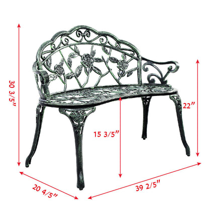 Outdoor Cast Aluminum Patio Bench Antique Rose, Green Outdoor Benches at Gallery Canada