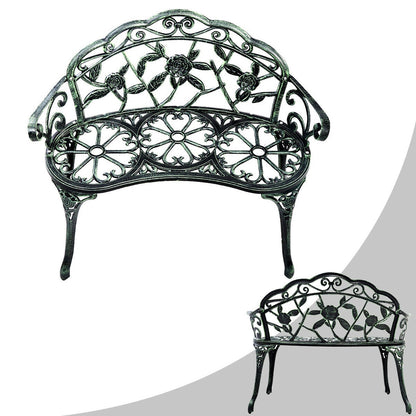 Outdoor Cast Aluminum Patio Bench Antique Rose, Green Outdoor Benches at Gallery Canada