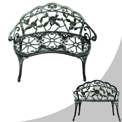 Outdoor Cast Aluminum Patio Bench Antique Rose, Green Outdoor Benches at Gallery Canada