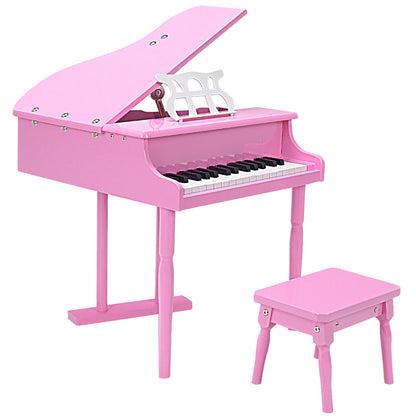 Musical Instrument Toy 30-Key Children Mini Grand Piano with Bench, Pink Musical Toys Pink at Gallery Canada