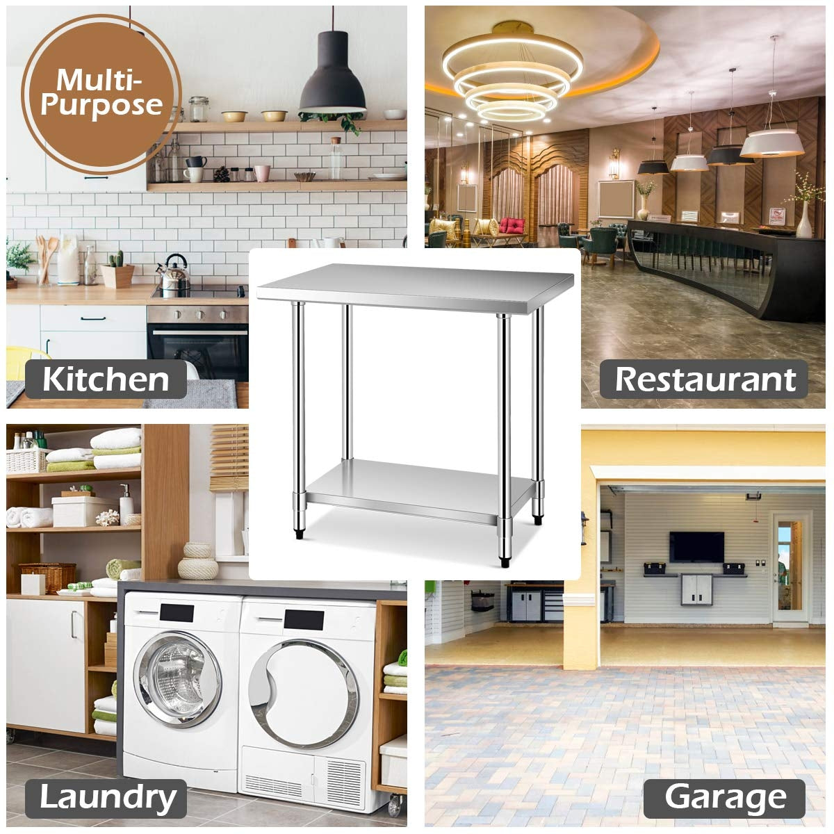 24 x 36 Inch Stainless Steel Commercial Kitchen Food Prep Table, Silver Kitchen Tools at Gallery Canada