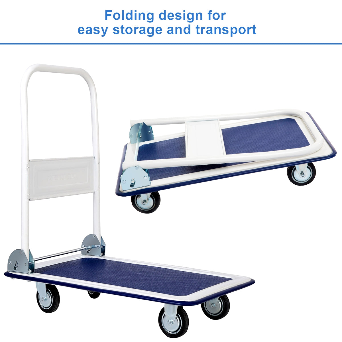 330 lbs Platform Cart Dolly Foldable Warehouse Push Hand Truck, Light Blue Garages at Gallery Canada