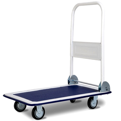 330 lbs Platform Cart Dolly Foldable Warehouse Push Hand Truck, Light Blue