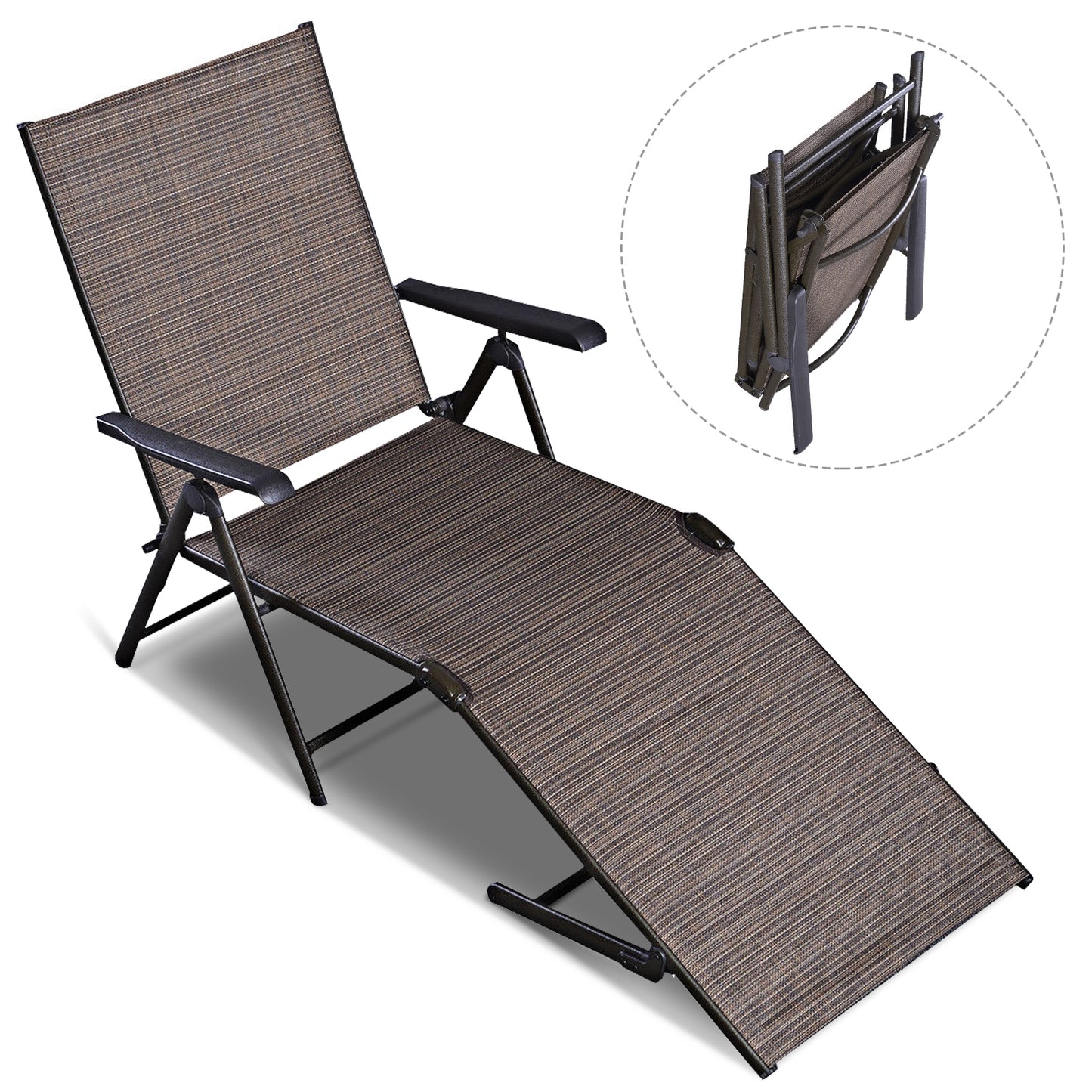 Adjustable outdoor patio pool chaise lounge, Brown Outdoor Chaise Lounges Brown at Gallery Canada